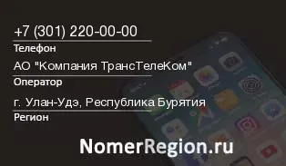 Кто звонил с 3012200000 - регион и оператор